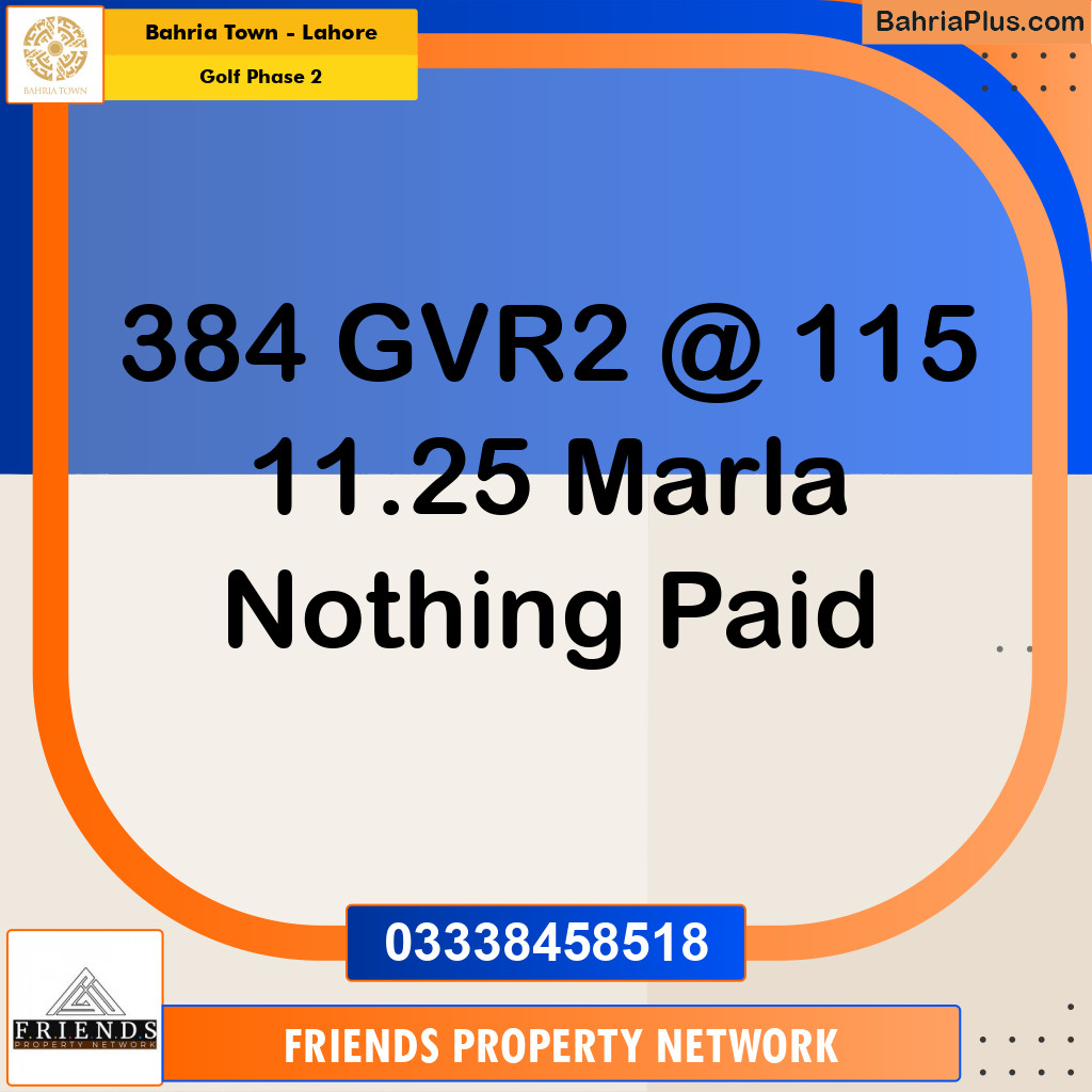 11 Marla Residential Plot for Sale in Golf Phase 2 -  Bahria Town, Lahore - (BP-348269)