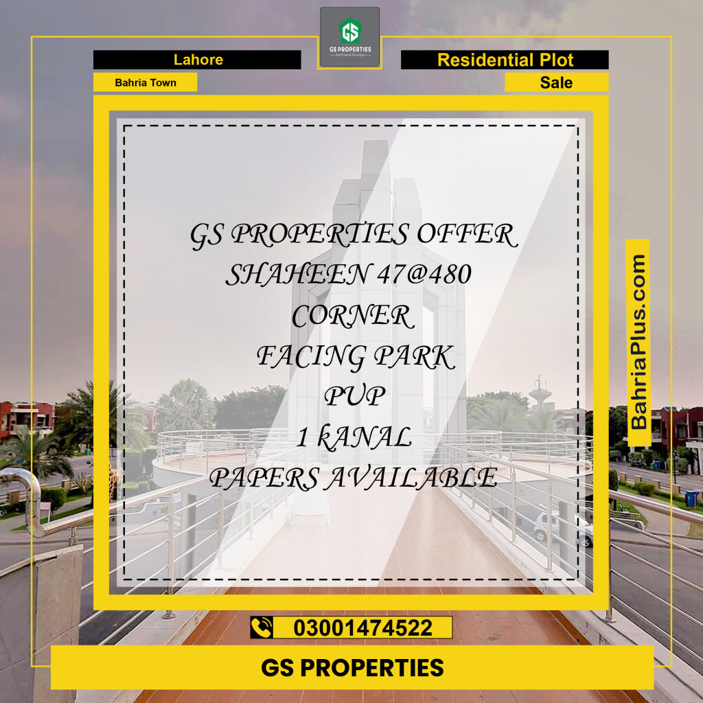 1 Kanal Residential Plot for Sale in Bahria Town, Lahore - (BP-348300)