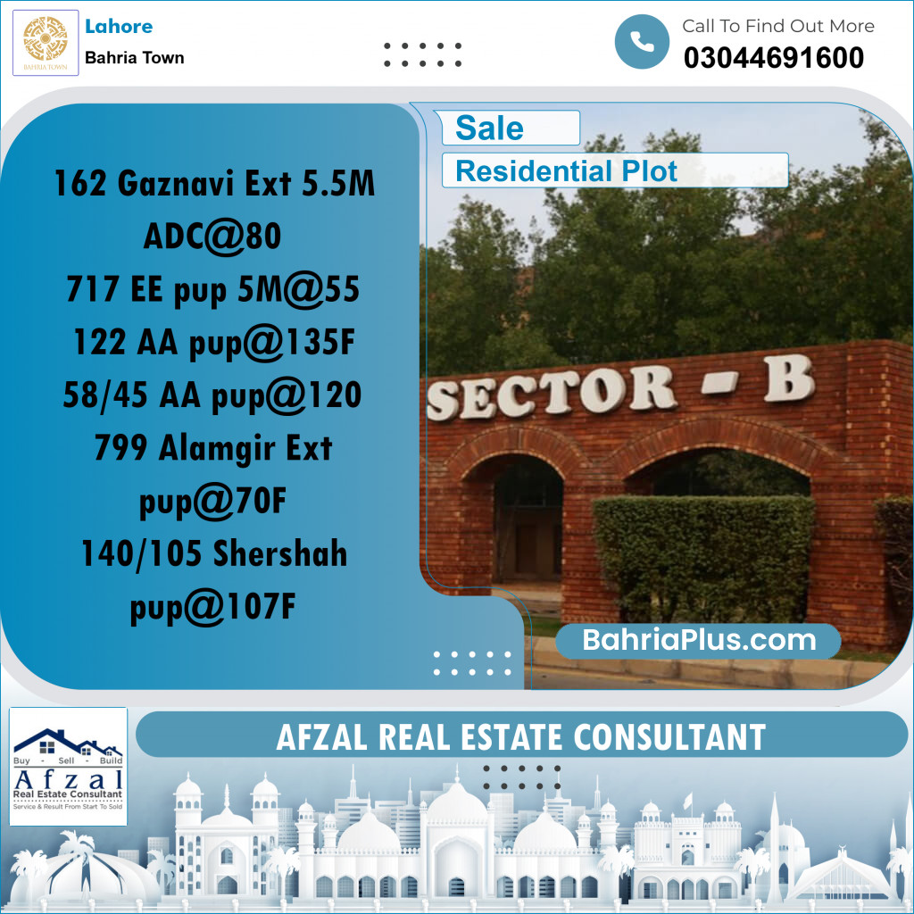 Residential Plot for Sale in Bahria Town, Lahore - (BP-348326)