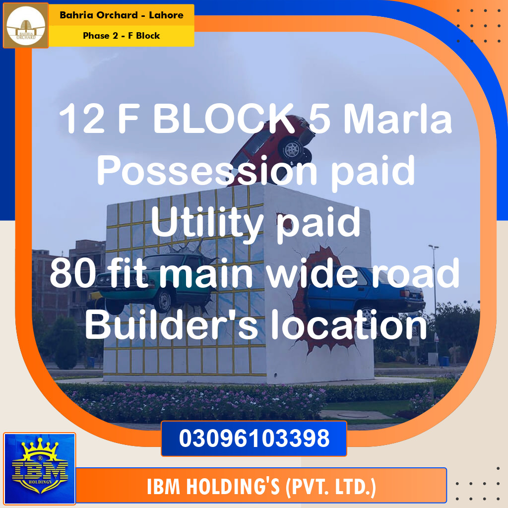 5 Marla Residential Plot for Sale in Phase 2 - F Block -  Bahria Orchard, Lahore - (BP-348371)