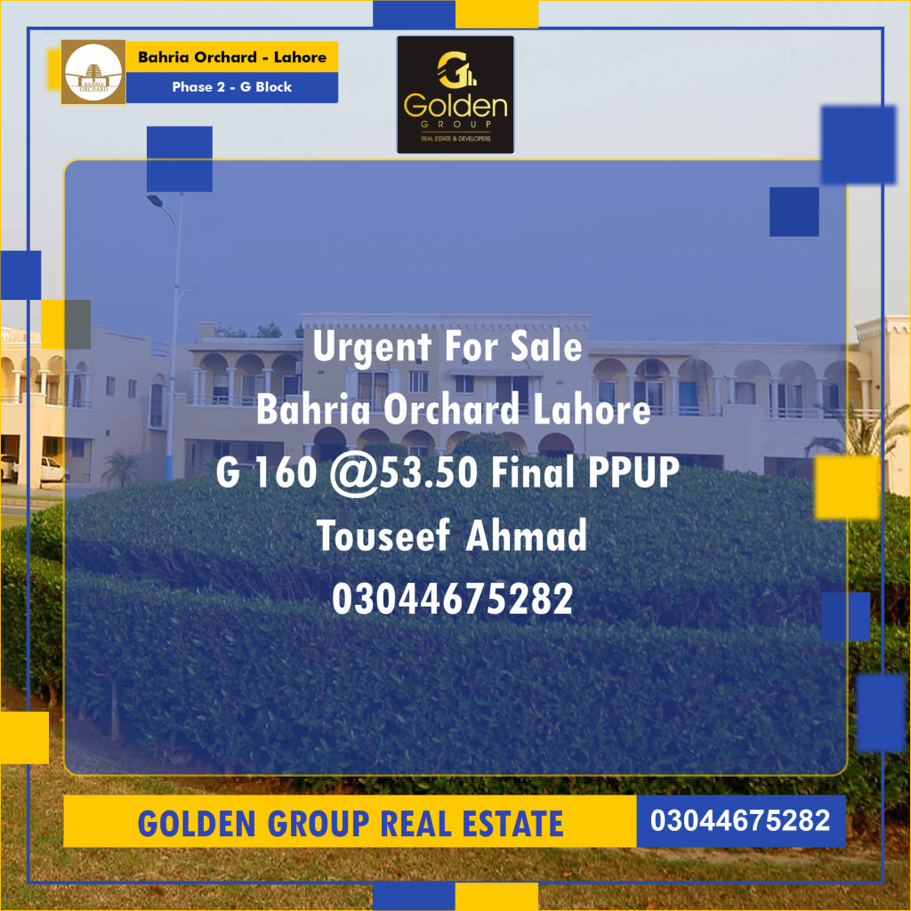 5 Marla Residential Plot for Sale in Phase 2 - G Block -  Bahria Orchard, Lahore - (BP-348377)