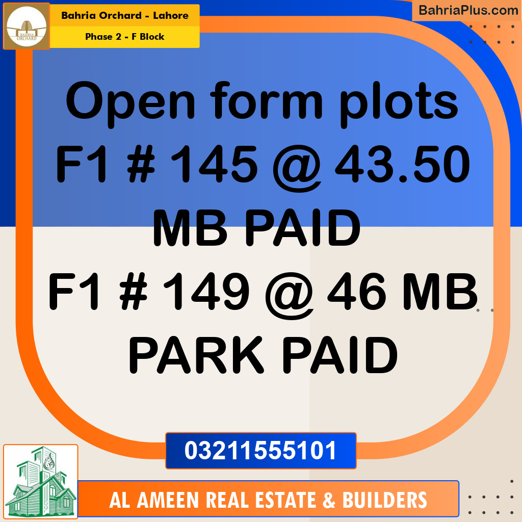 5 Marla Residential Plot for Sale in Phase 2 - F Block -  Bahria Orchard, Lahore - (BP-348393)