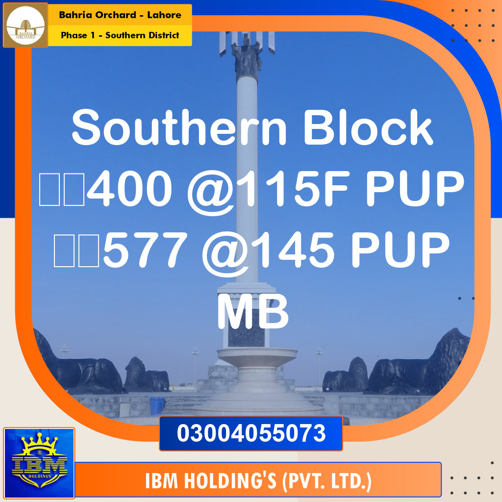 10 Marla Residential Plot for Sale in Phase 1 - Southern District -  Bahria Orchard, Lahore - (BP-348419)