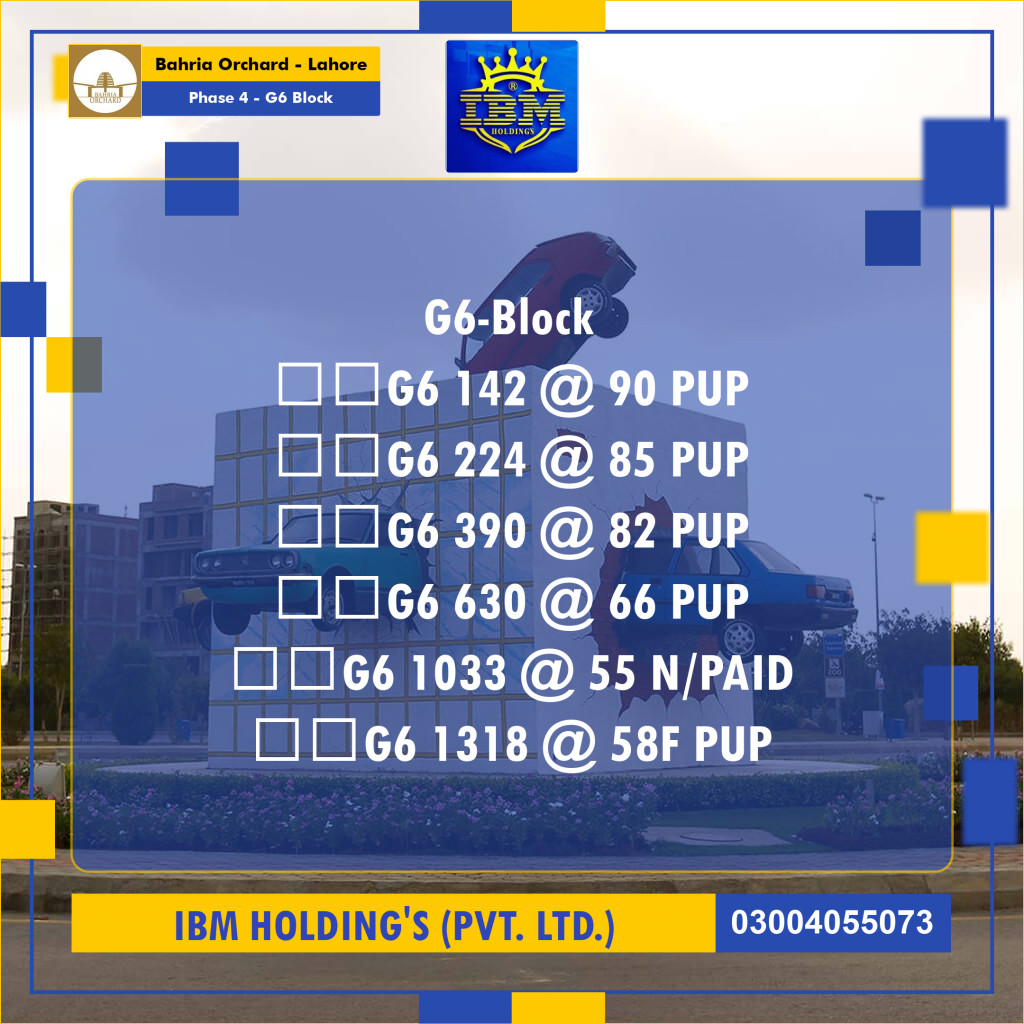 10 Marla Residential Plot for Sale in Phase 4 - G6 Block -  Bahria Orchard, Lahore - (BP-348425)