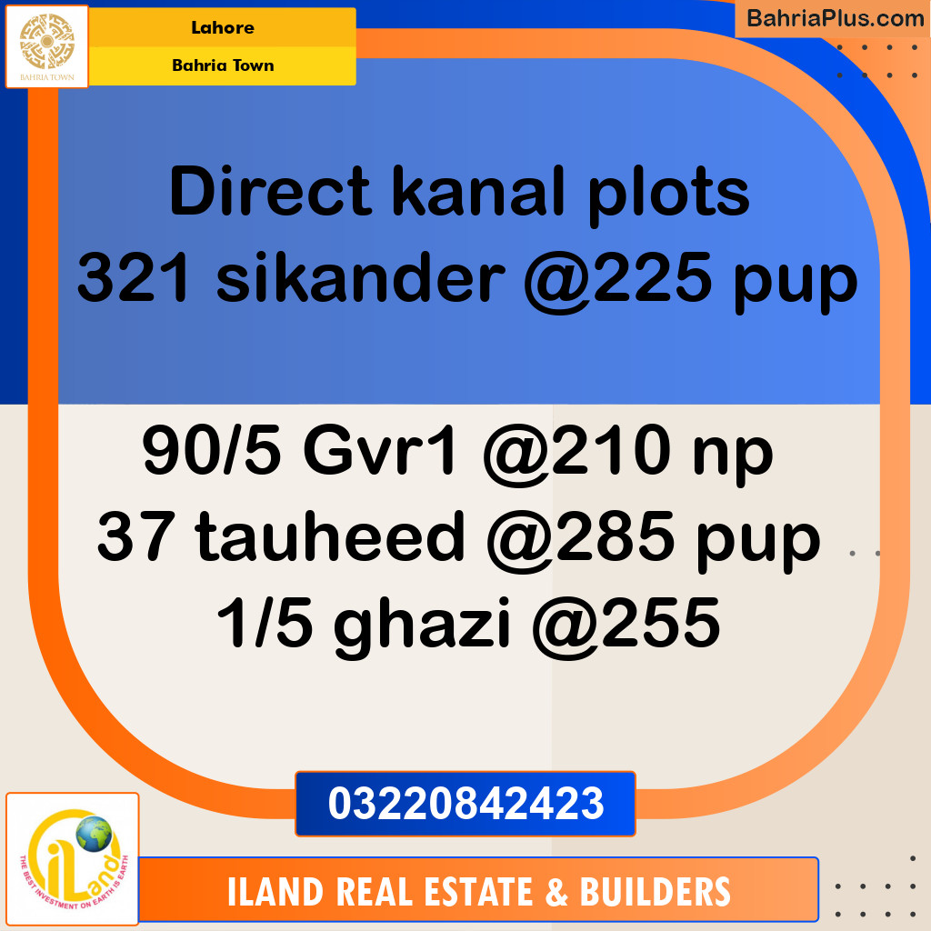 Residential Plot for Sale in Bahria Town, Lahore - (BP-348489)