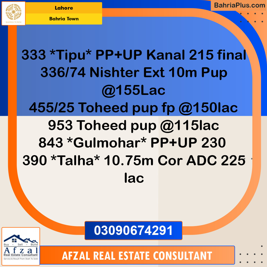 Residential Plot for Sale in Bahria Town, Lahore - (BP-348495)