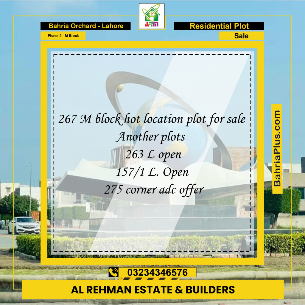 5 Marla Residential Plot for Sale in Phase 2 - M Block -  Bahria Orchard, Lahore - (BP-348520)