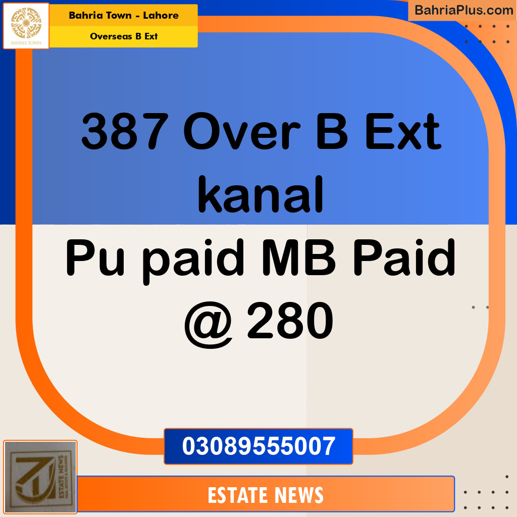Residential Plot for Sale in Overseas B Ext -  Bahria Town, Lahore - (BP-348587)