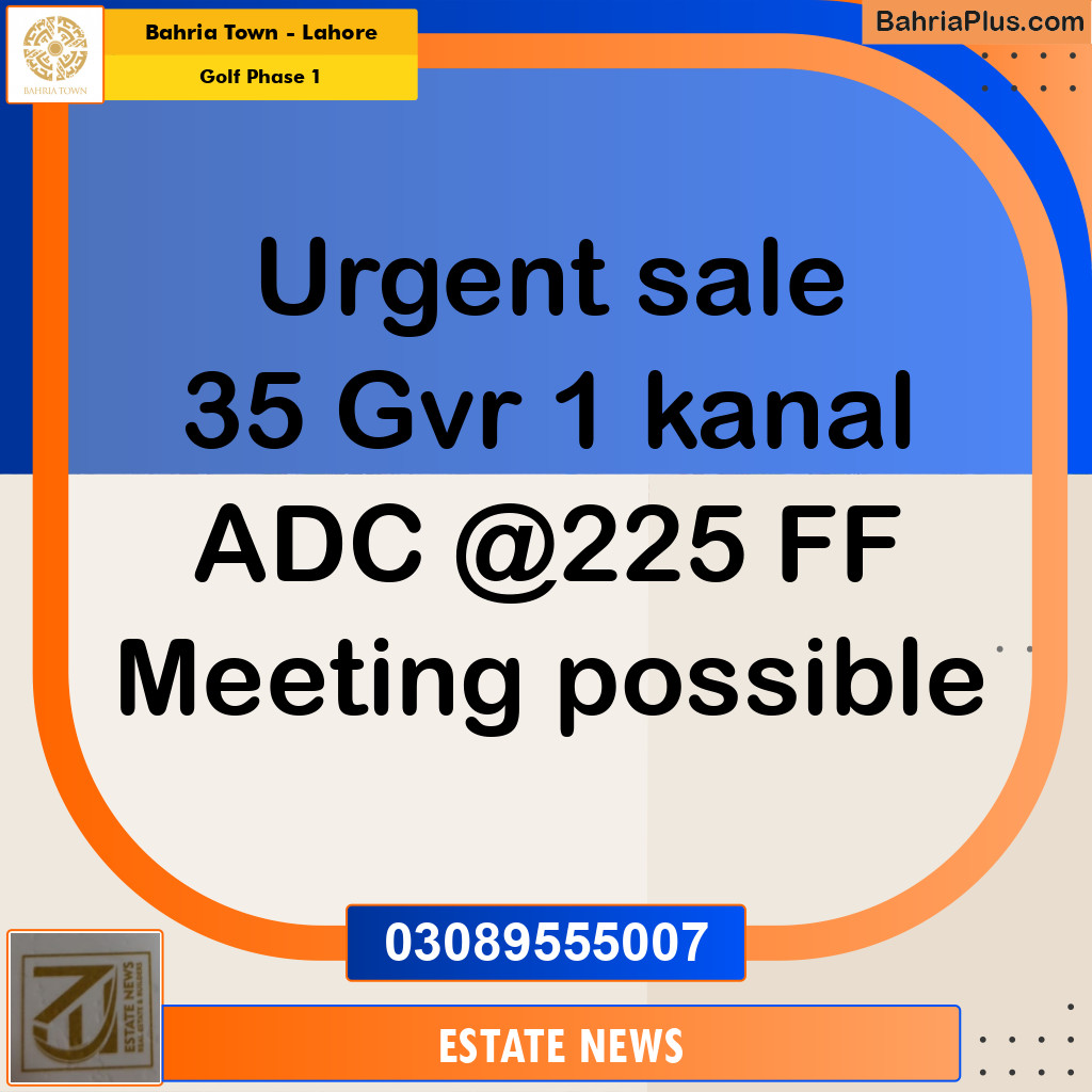 Residential Plot for Sale in Golf Phase 1 -  Bahria Town, Lahore - (BP-348589)