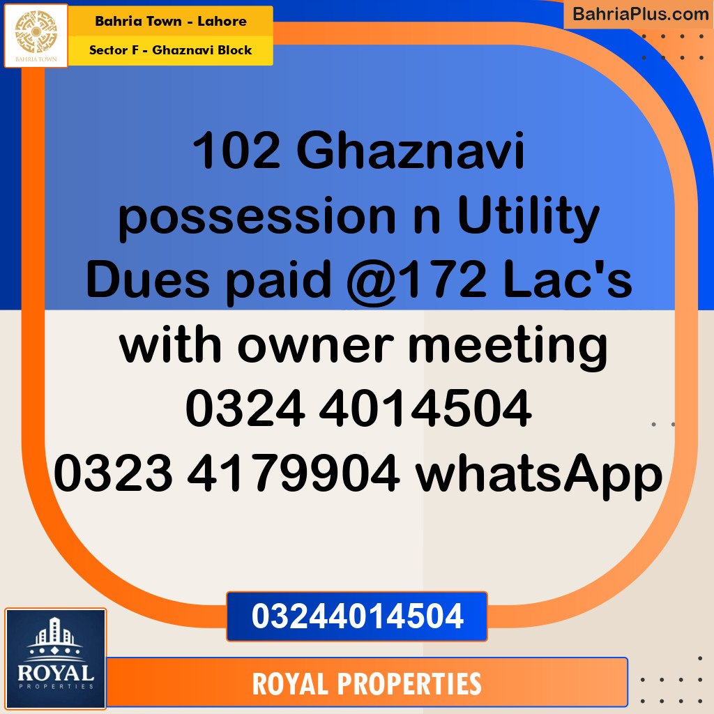 Residential Plot for Sale in Sector F - Ghaznavi Block -  Bahria Town, Lahore - (BP-348596)