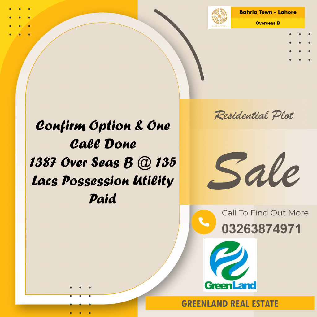 10 Marla Residential Plot for Sale in Overseas B -  Bahria Town, Lahore - (BP-348613)