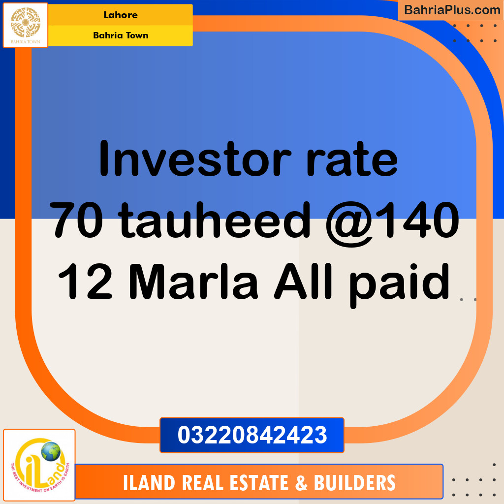 Residential Plot for Sale in Bahria Town, Lahore - (BP-348698)