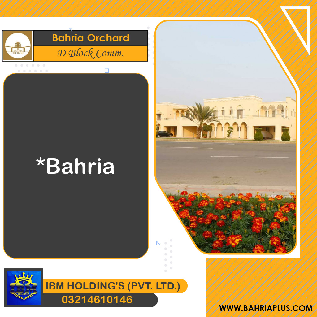 11 Marla Residential Plot for Sale in Phase 2 - D Block Commercial -  Bahria Orchard, Lahore - (BP-348738)