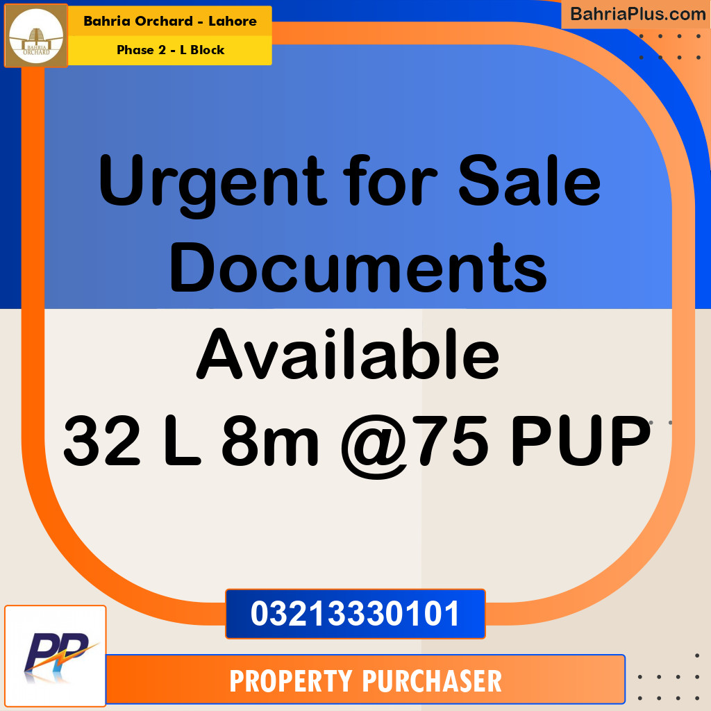 8 Marla Residential Plot for Sale in Phase 2 - L Block -  Bahria Orchard, Lahore - (BP-348741)