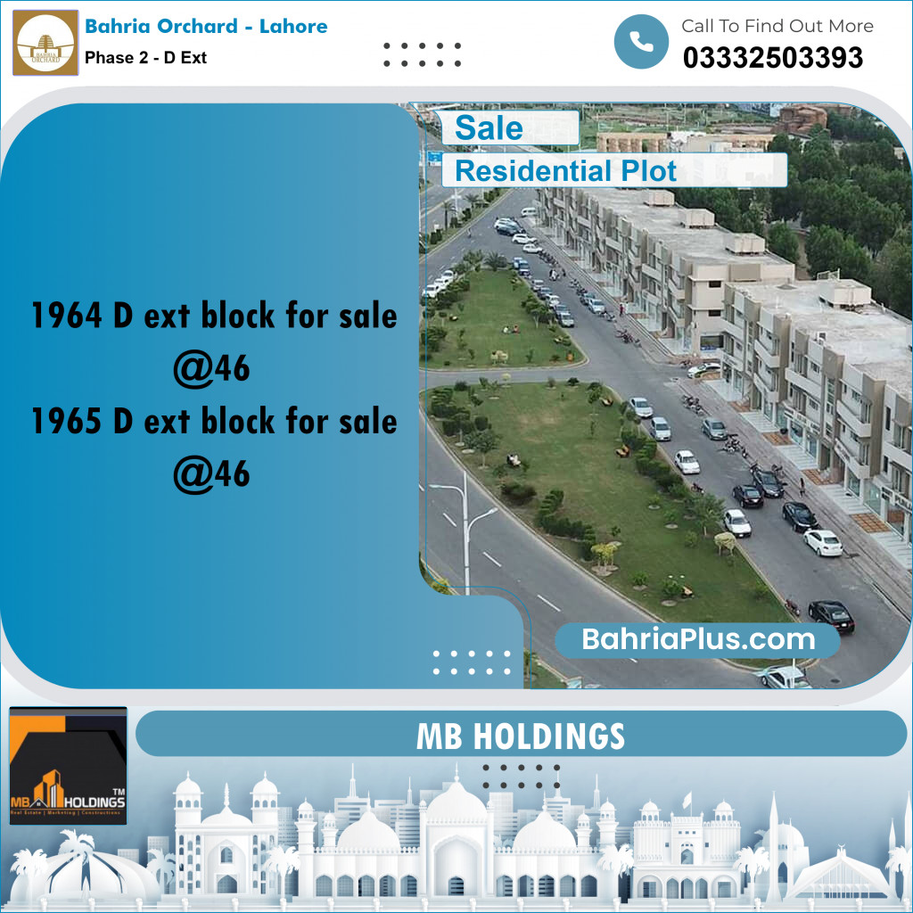 5 Marla Residential Plot for Sale in Phase 2 - D Ext -  Bahria Orchard, Lahore - (BP-348764)