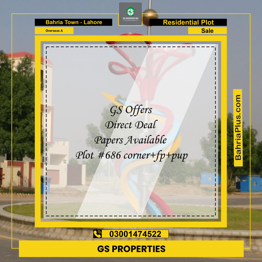 24 Marla Residential Plot for Sale in Overseas A -  Bahria Town, Lahore - (BP-348848)