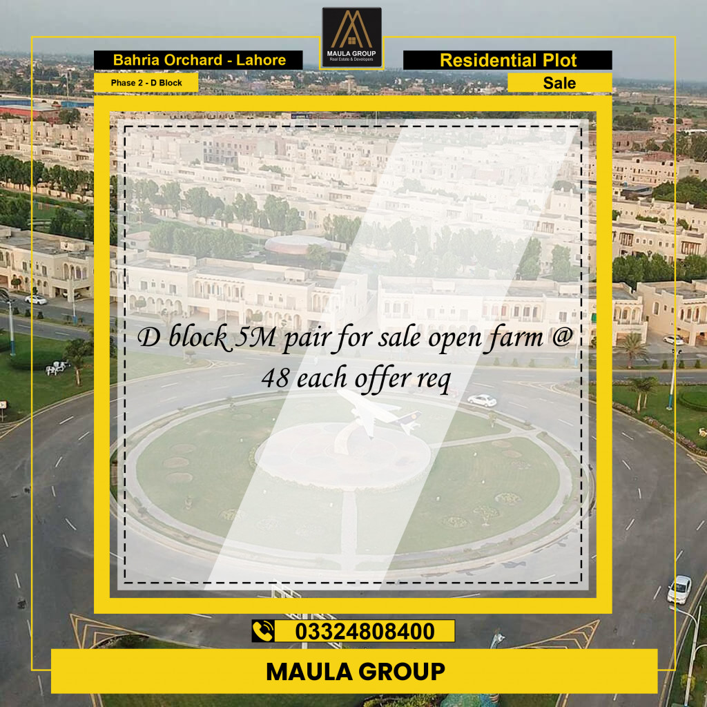 5 Marla Residential Plot for Sale in Phase 2 - D Block -  Bahria Orchard, Lahore - (BP-348882)