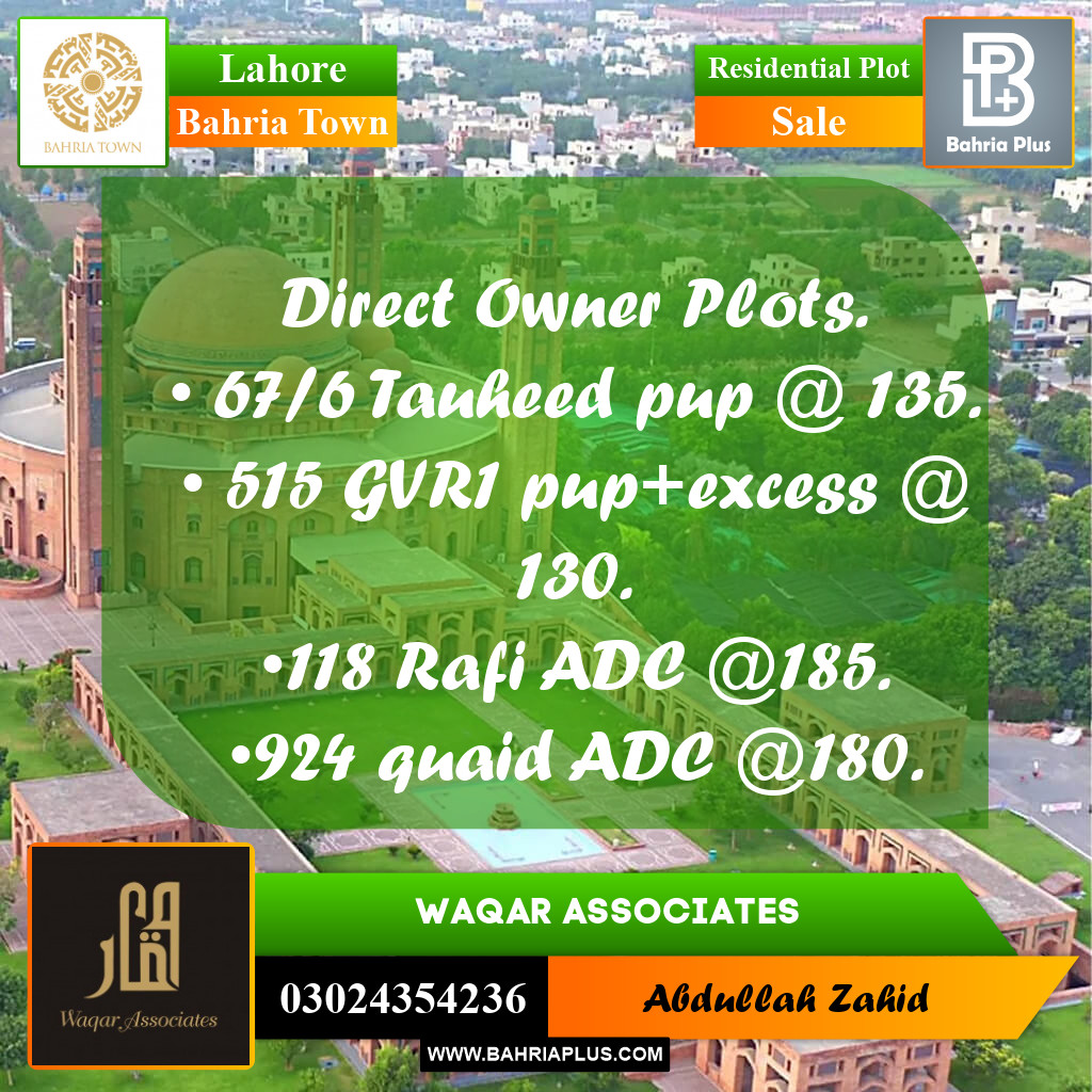 Residential Plot for Sale in Bahria Town, Lahore - (BP-348900)