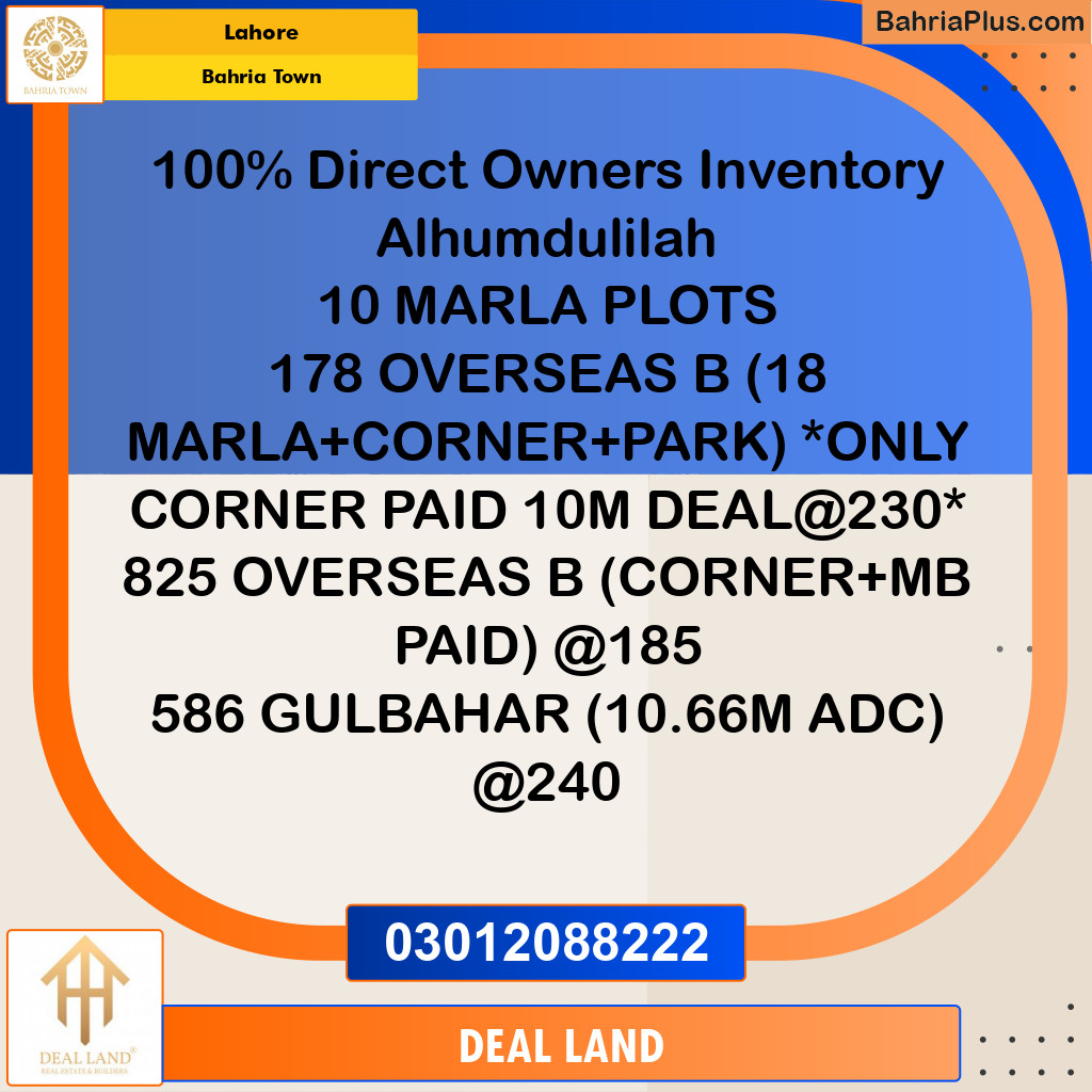 Residential Plot for Sale in Bahria Town, Lahore - (BP-348912)