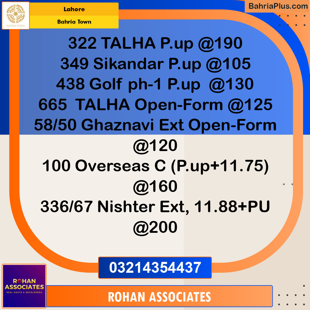 Residential Plot for Sale in Bahria Town, Lahore - (BP-348933)