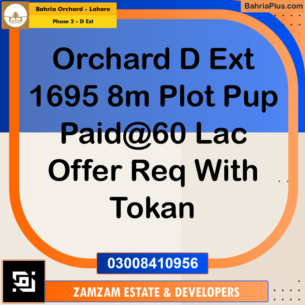 8 Marla Residential Plot for Sale in Phase 2 - D Ext -  Bahria Orchard, Lahore - (BP-348942)