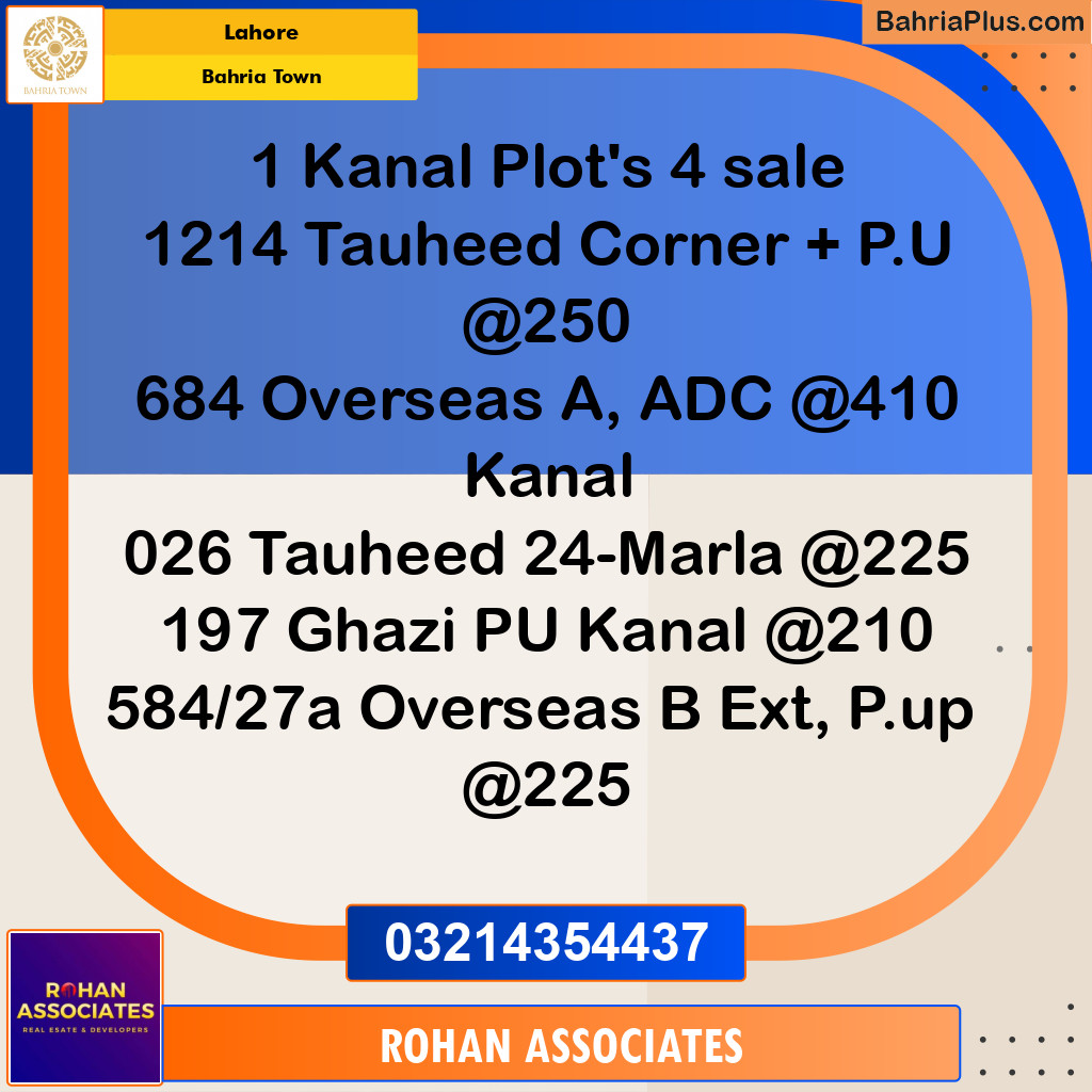 Residential Plot for Sale in Bahria Town, Lahore - (BP-348965)