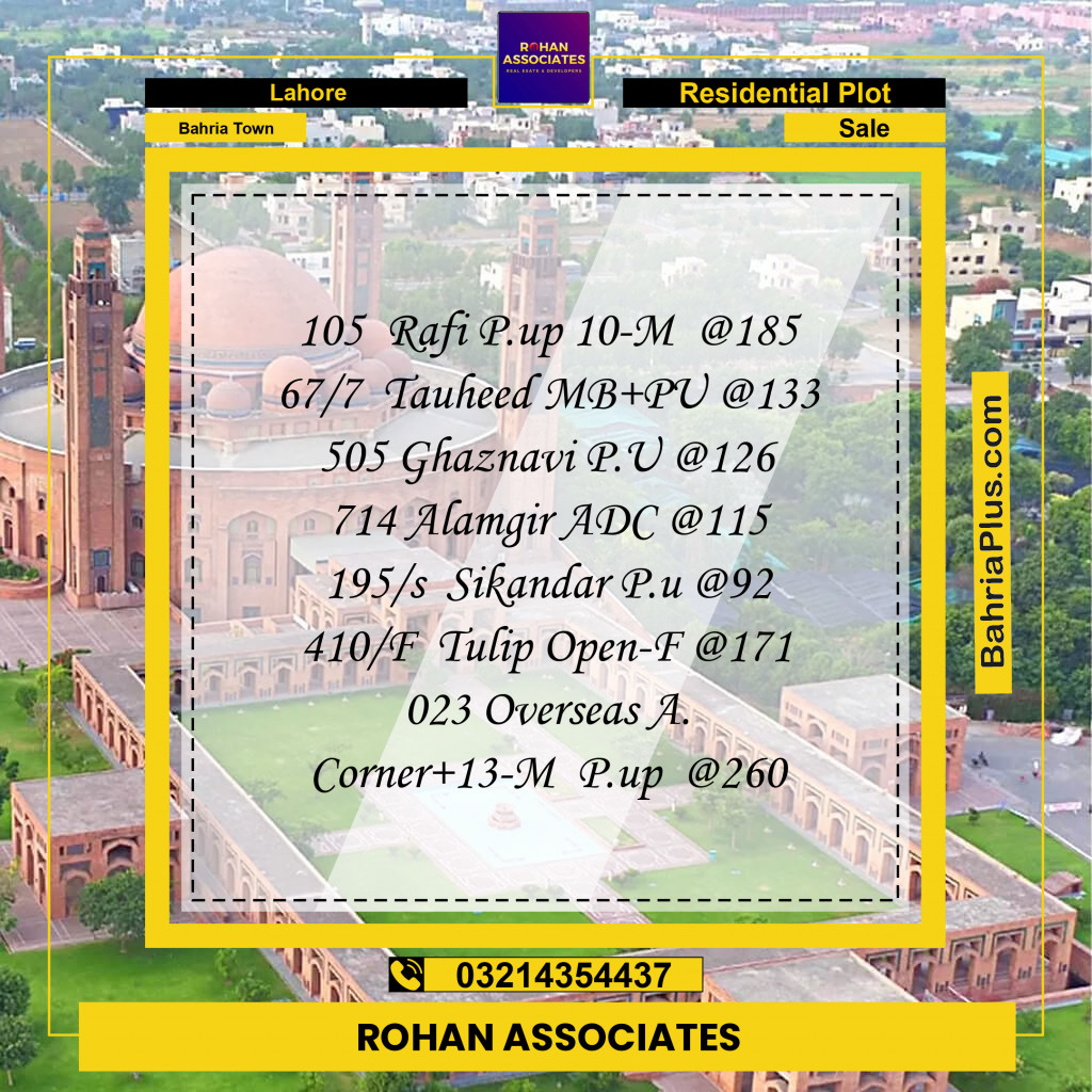 Residential Plot for Sale in Bahria Town, Lahore - (BP-348966)