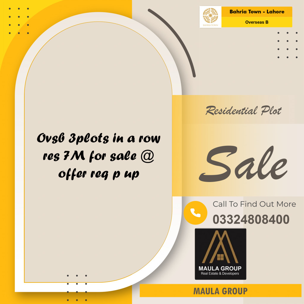 7 Marla Residential Plot for Sale in Overseas B -  Bahria Town, Lahore - (BP-349042)