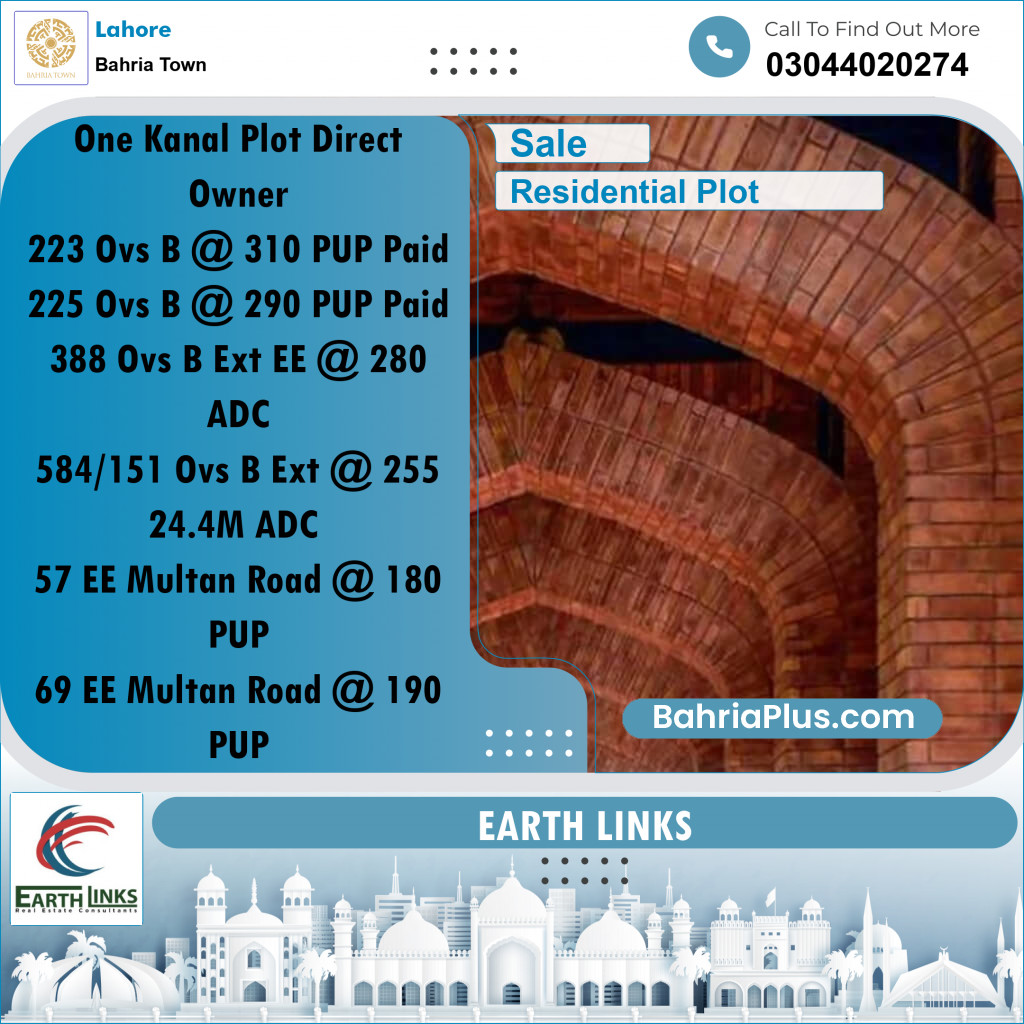 1 Kanal Residential Plot for Sale in Bahria Town, Lahore - (BP-349044)
