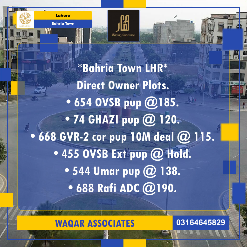 Residential Plot for Sale in Bahria Town, Lahore - (BP-349087)