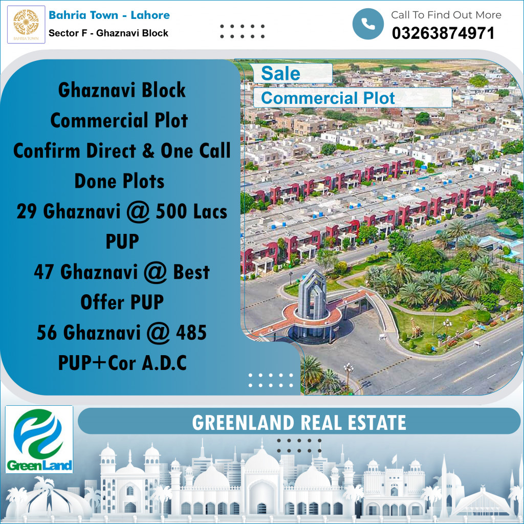 5 Marla Commercial Plot for Sale in Sector F - Ghaznavi Block -  Bahria Town, Lahore - (BP-349151)