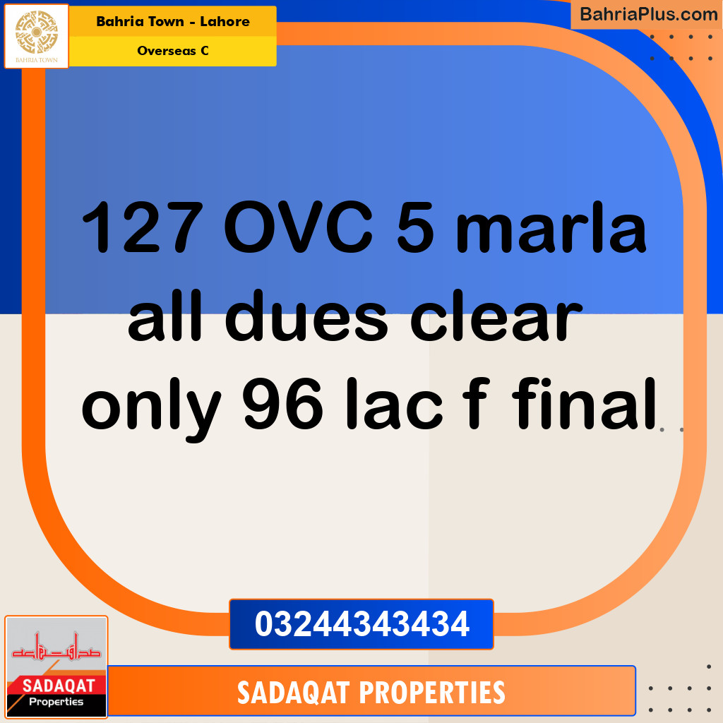 5 Marla Residential Plot for Sale in Overseas C -  Bahria Town, Lahore - (BP-349165)