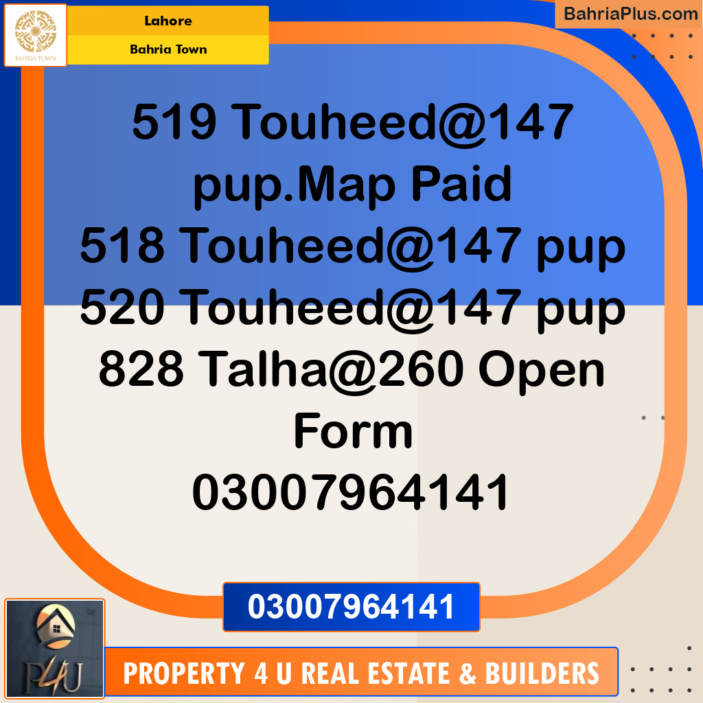 Residential Plot for Sale in Bahria Town, Lahore - (BP-349203)