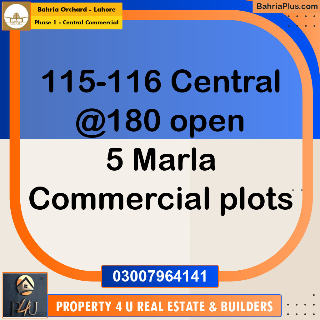 Commercial Plot for Sale in Phase 1 - Central Commercial -  Bahria Orchard, Lahore - (BP-349204)