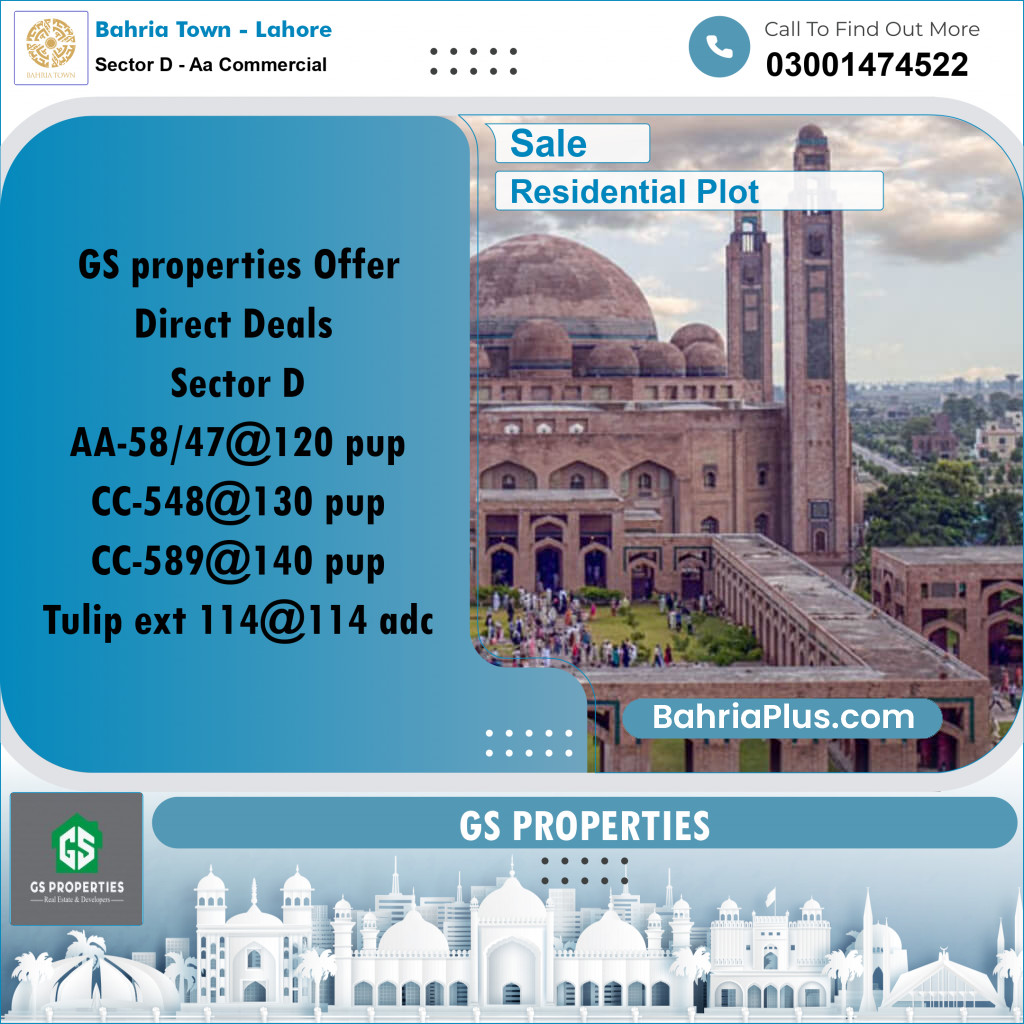 5 Marla Residential Plot for Sale in Sector D - AA Commercial -  Bahria Town, Lahore - (BP-349231)