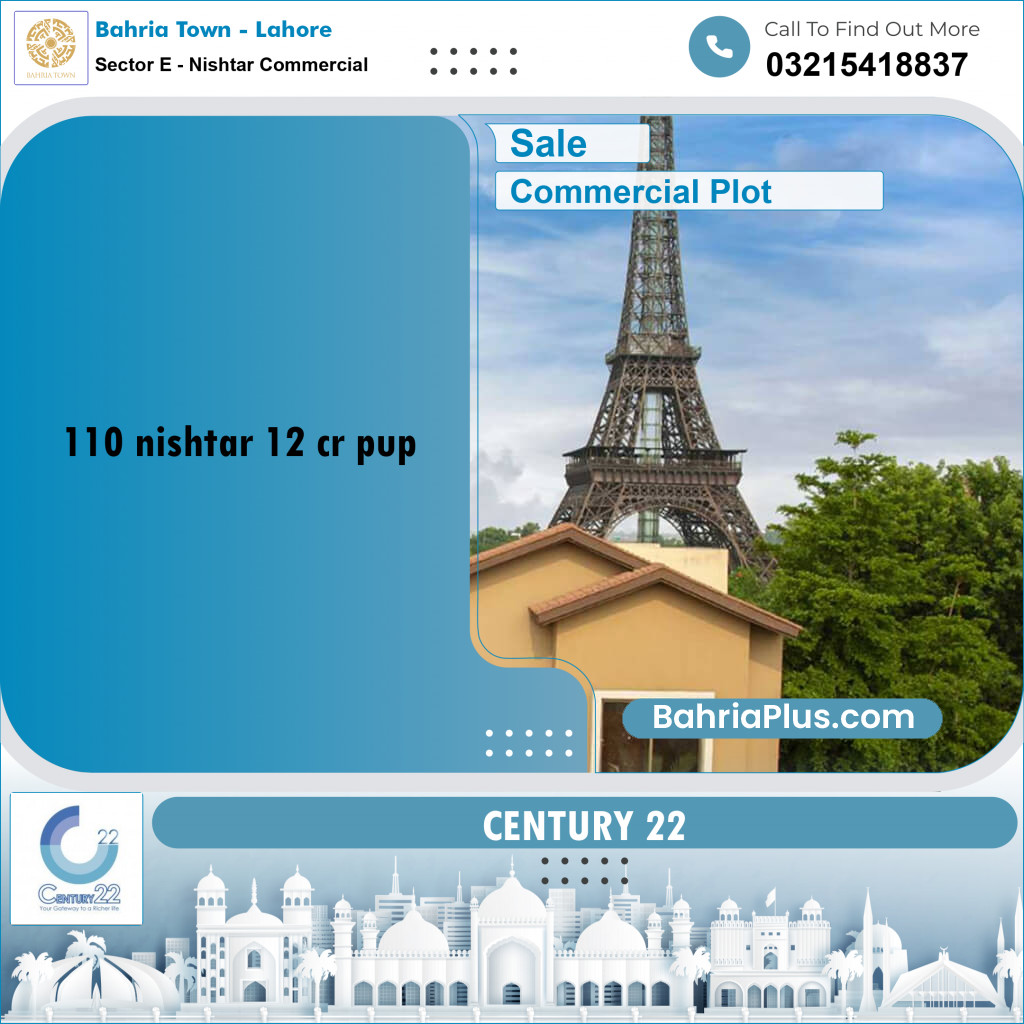 5 Marla Commercial Plot for Sale in Sector E - Nishtar Commercial -  Bahria Town, Lahore - (BP-349247)