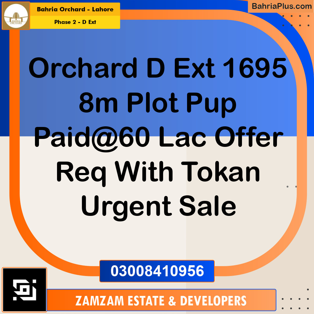 8 Marla Residential Plot for Sale in Phase 2 - D Ext -  Bahria Orchard, Lahore - (BP-349335)