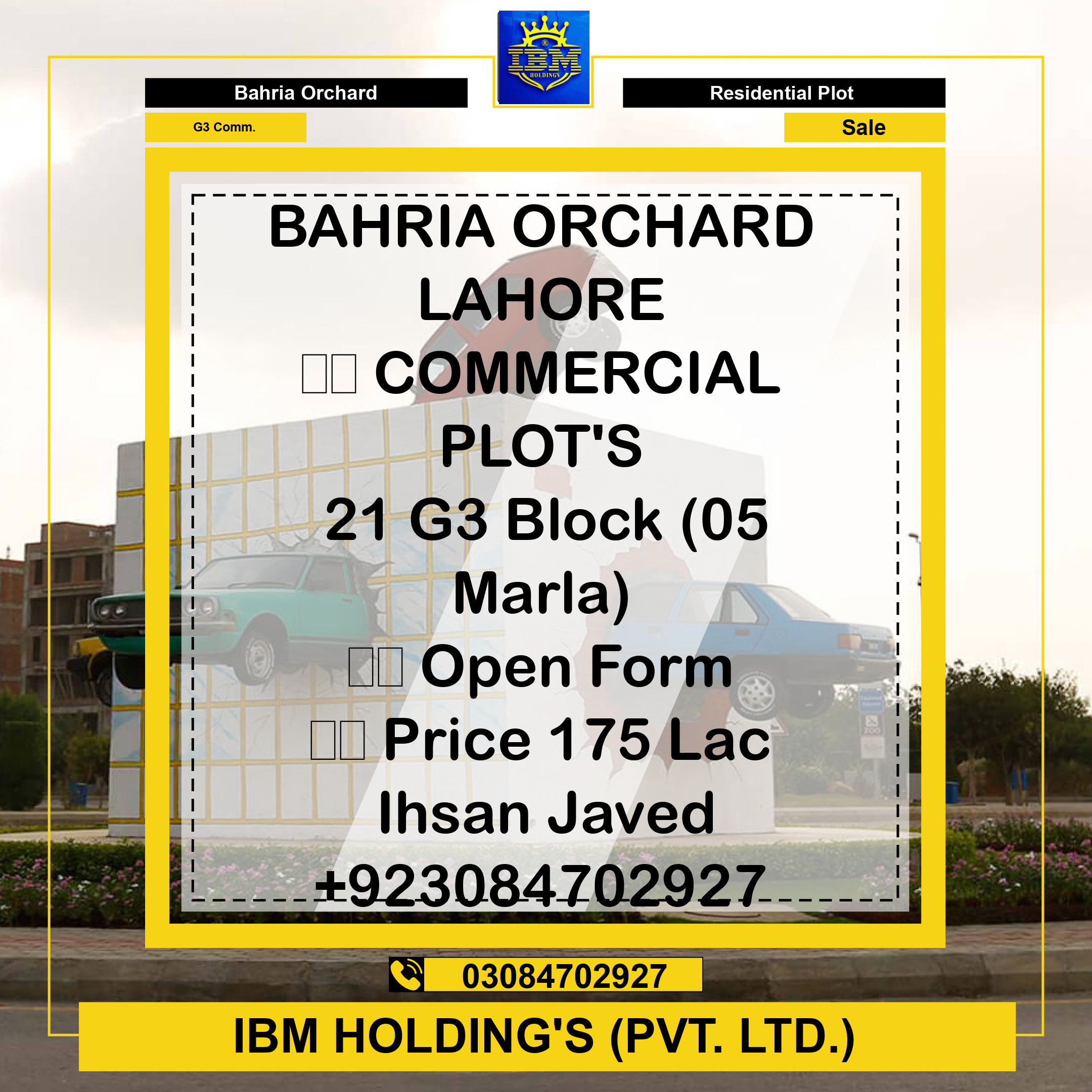 5 Marla Residential Plot for Sale in Phase 4 - G3 Commercial -  Bahria Orchard, Lahore - (BP-349338)