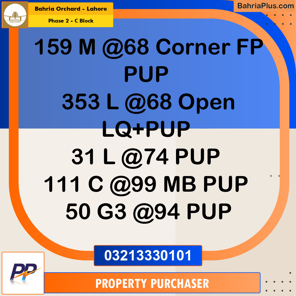 8 Marla Residential Plot for Sale in Phase 2 - C Block -  Bahria Orchard, Lahore - (BP-349525)