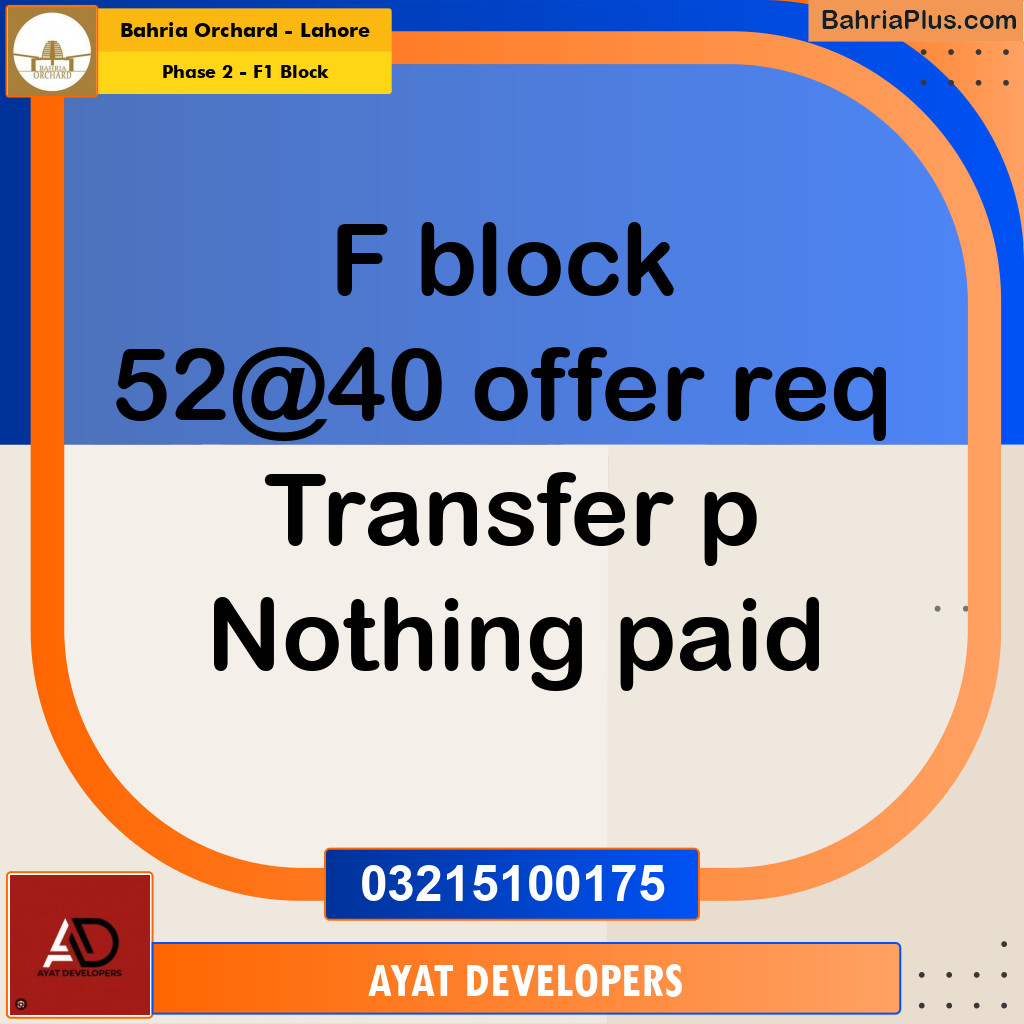 5 Marla Residential Plot for Sale in Phase 2 - F1 Block -  Bahria Orchard, Lahore - (BP-349613)