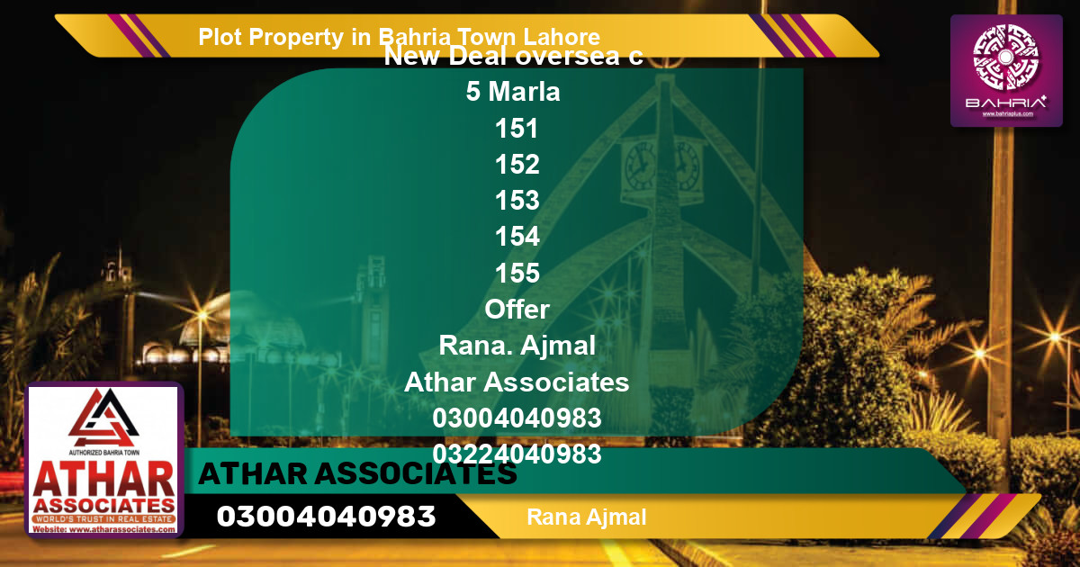 Residential Plot for Sale in Bahria Town, Lahore - (BP-34962)