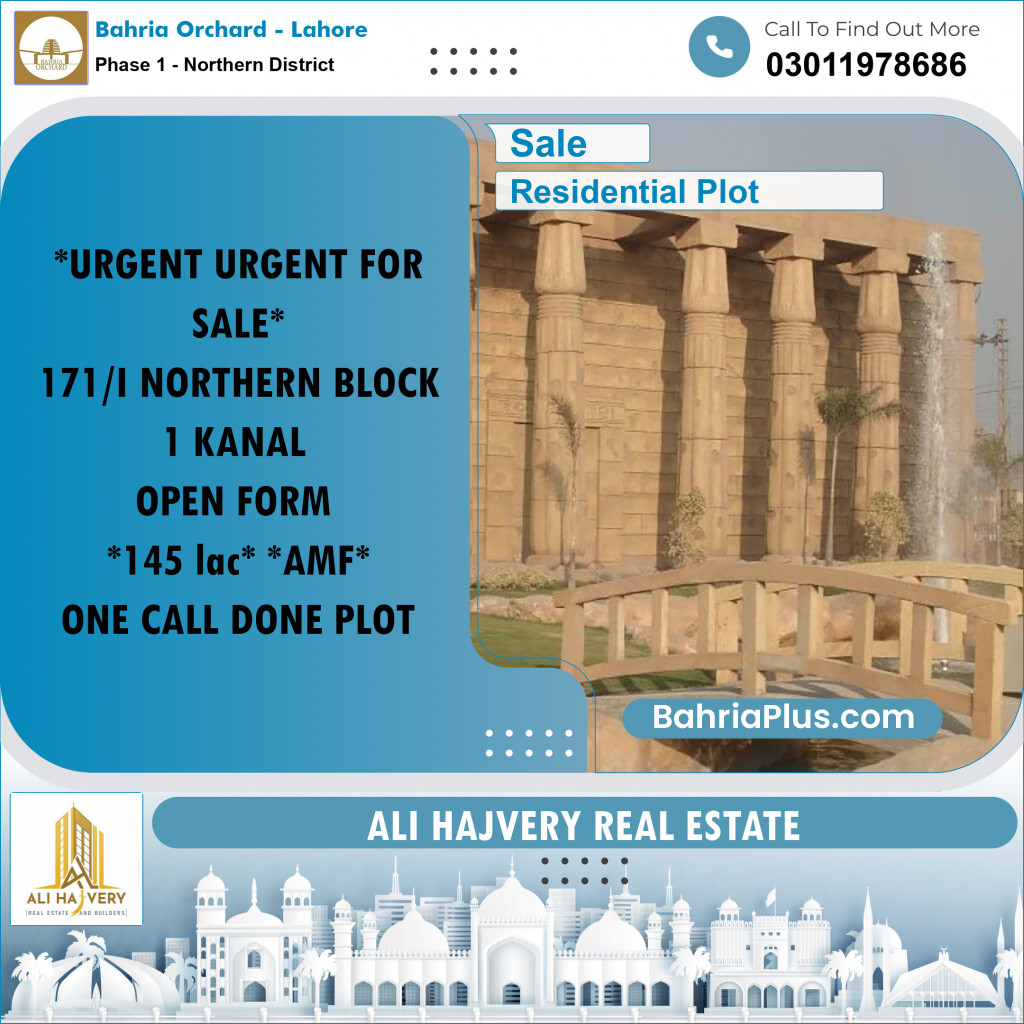 1 Kanal Residential Plot for Sale in Phase 1 - Northern District -  Bahria Orchard, Lahore - (BP-349671)