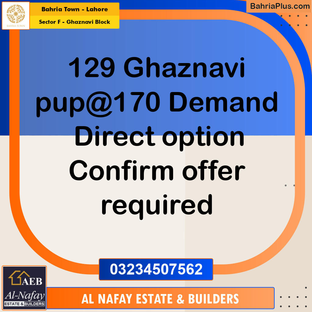 10 Marla Residential Plot for Sale in Sector F - Ghaznavi Block -  Bahria Town, Lahore - (BP-349688)