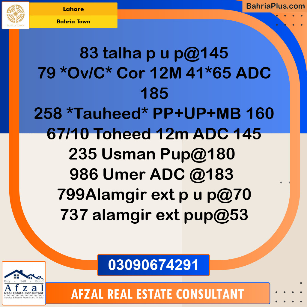 Residential Plot for Sale in Bahria Town, Lahore - (BP-349722)
