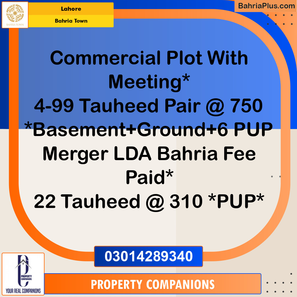 Residential Plot for Sale in Bahria Town, Lahore - (BP-349727)