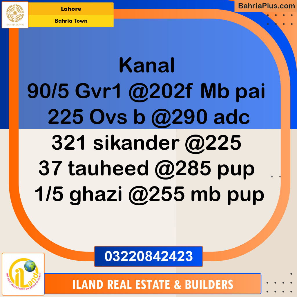 Residential Plot for Sale in Bahria Town, Lahore - (BP-349804)