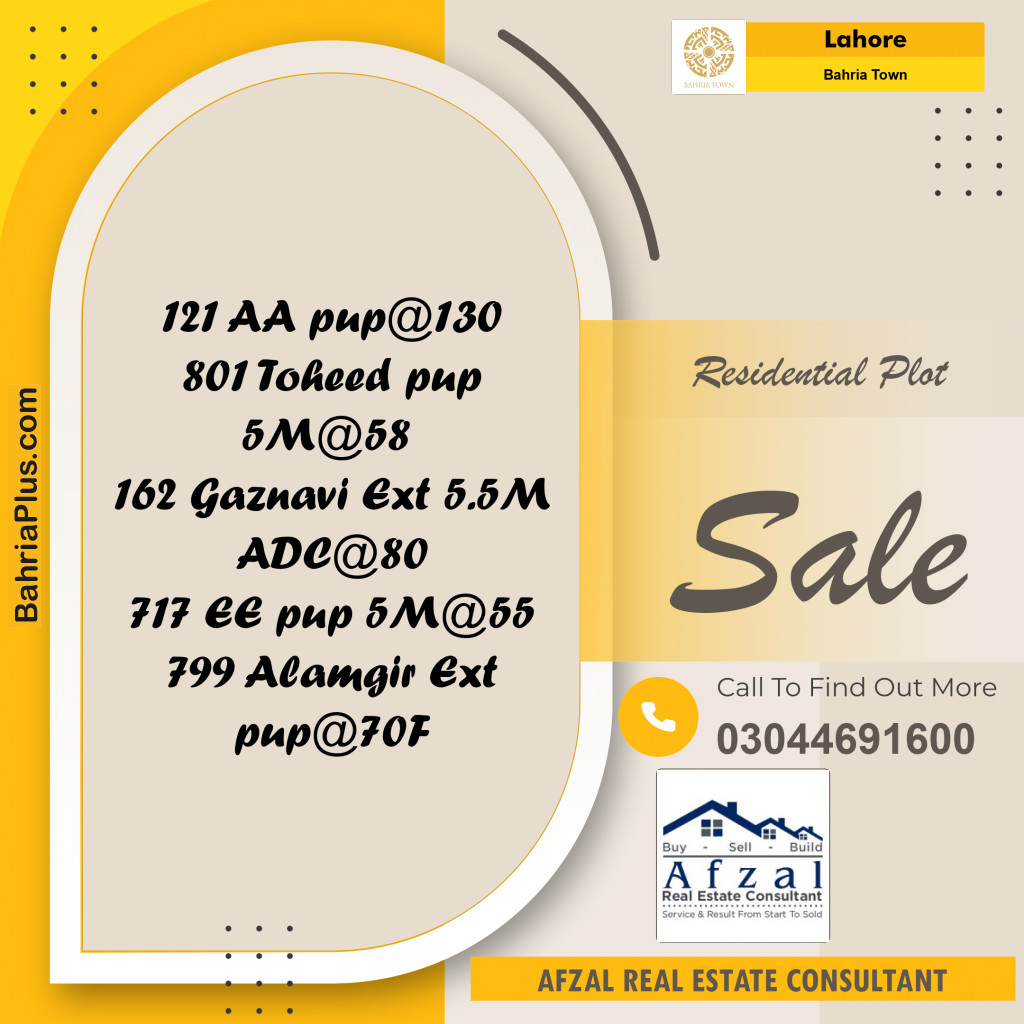 Residential Plot for Sale in Bahria Town, Lahore - (BP-349838)