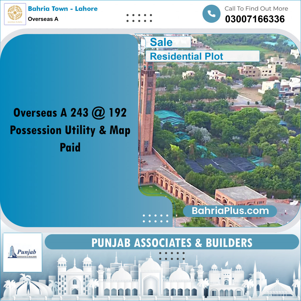Residential Plot for Sale in Overseas A -  Bahria Town, Lahore - (BP-349897)