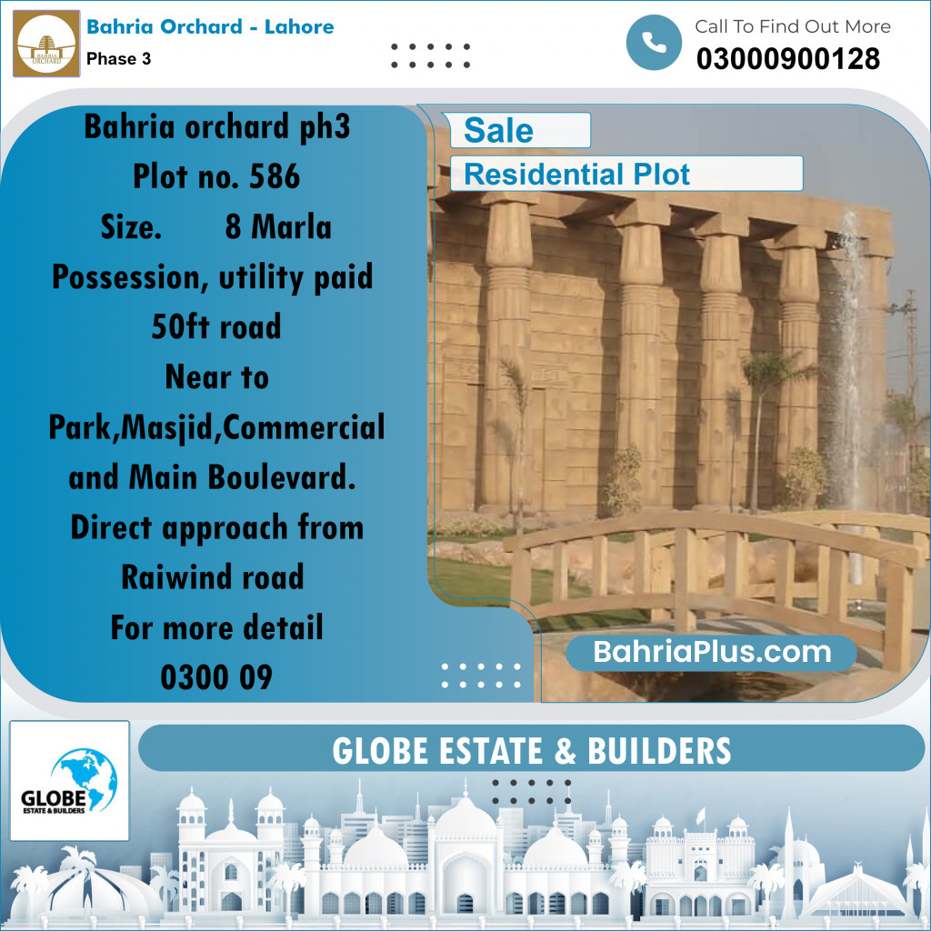 8 Marla Residential Plot for Sale in Phase 3 -  Bahria Orchard, Lahore - (BP-349942)