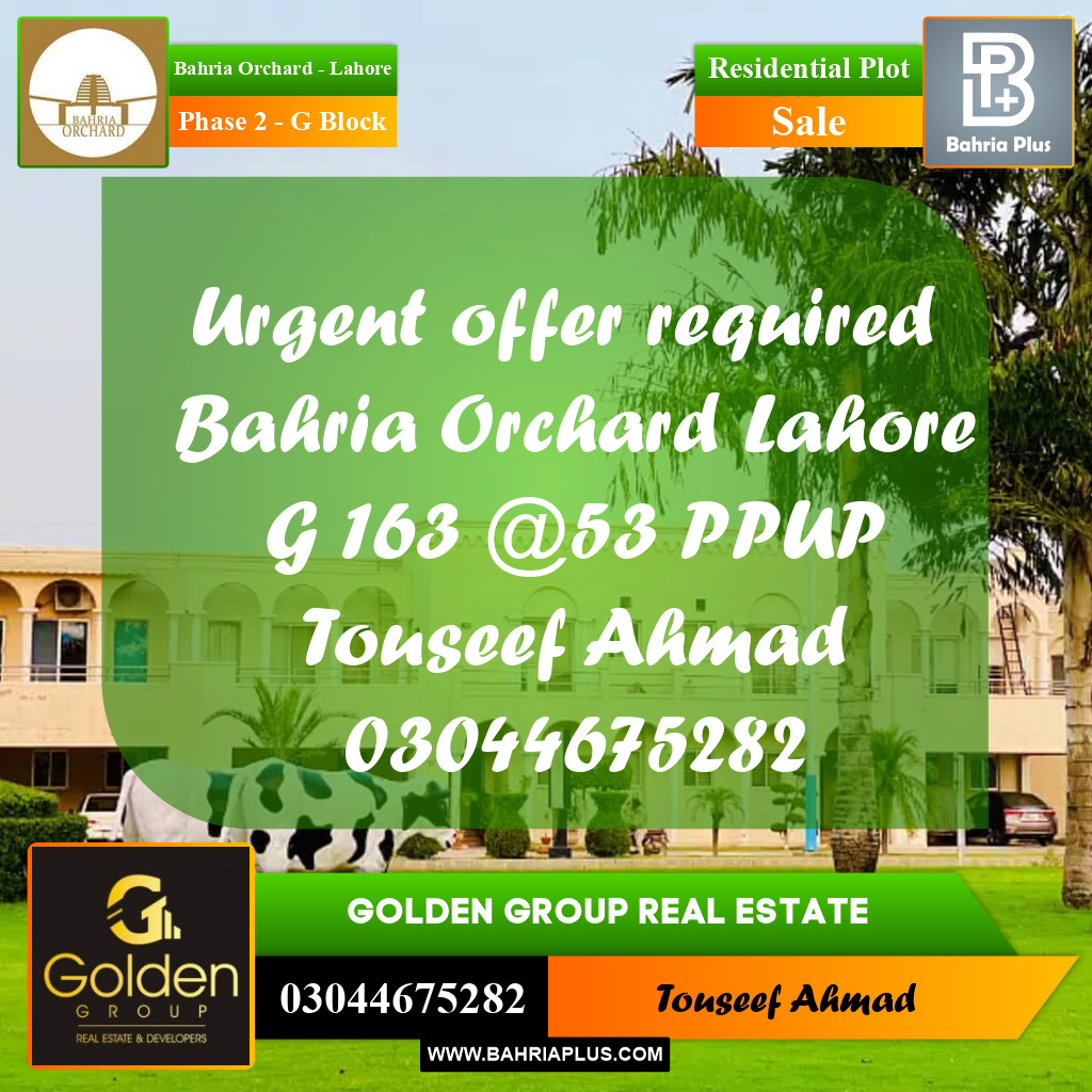5 Marla Residential Plot for Sale in Phase 2 - G Block -  Bahria Orchard, Lahore - (BP-349973)